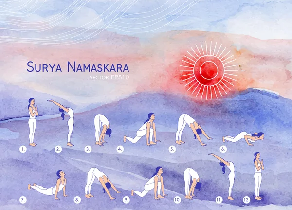 Yoga asanas kız — Stok Vektör