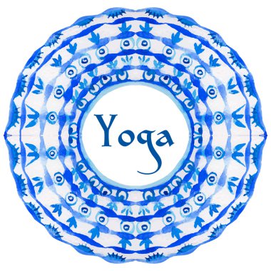 Yoga poster etnik bir suluboya deseni.