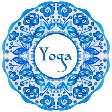 Yoga poster etnik bir suluboya deseni.