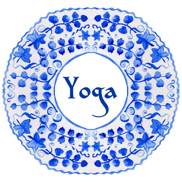 Yoga affisch med en etnisk akvarell mönster. — Stock vektor