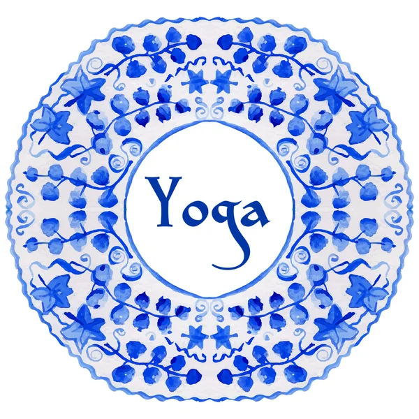 Affiche de yoga avec un motif d'aquarelle ethnique . — Image vectorielle