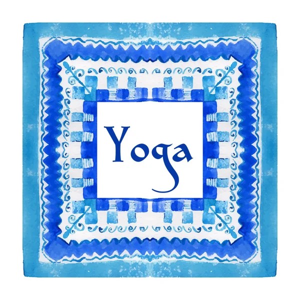 Yoga poster etnik bir suluboya deseni. — Stok Vektör