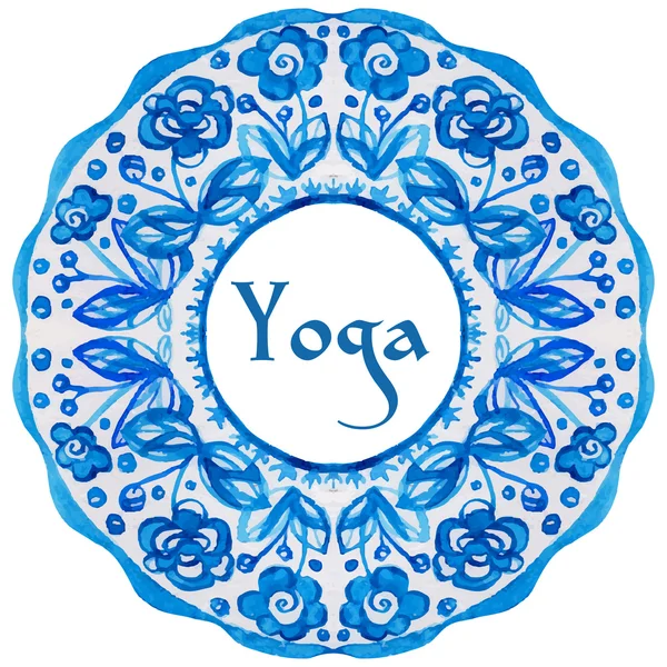 Yoga affisch med en etnisk akvarell mönster. — Stock vektor
