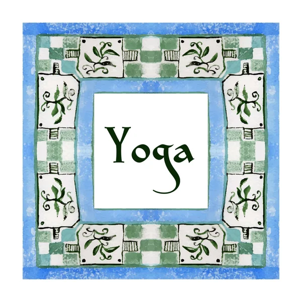 Yoga poster met een etnische aquarel patroon. — Stockvector