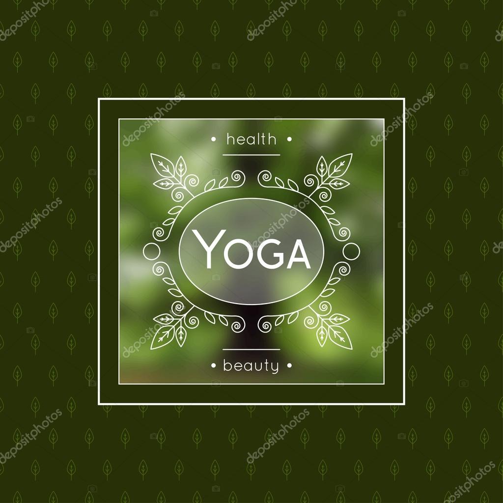 Yoga vector illustration. Logo template for yoga studio or class. Monogram with floral ornament for SPA, yoga studio, beauty salon. Identity design with calligraphic elements and text. Yoga poster.