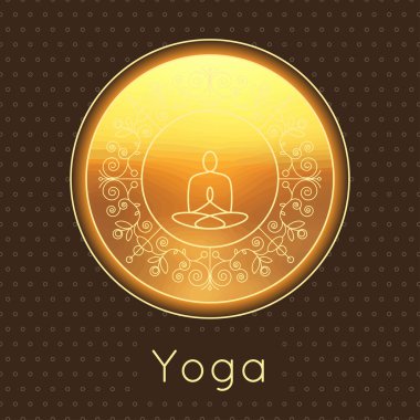 Luxury yoga poster with floral ornament and yogi silhouette.