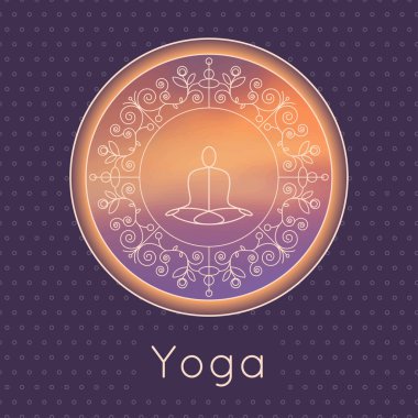 Luxury yoga poster with floral ornament and yogi silhouette. clipart