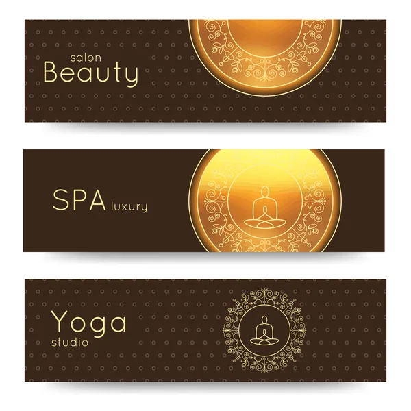 Elegante banner vettore yoga . — Vettoriale Stock