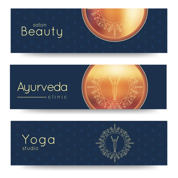 Elegante banner vector de yoga . — Vector de stock