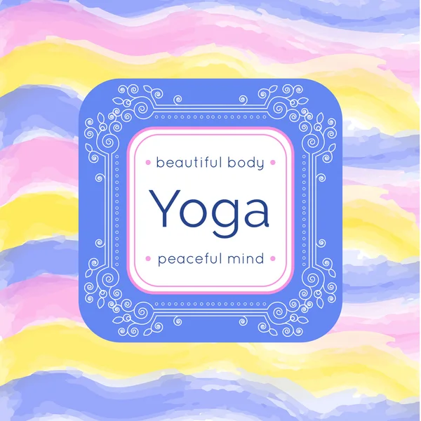 Yoga poster with floral ornament and your text. — Stock vektor