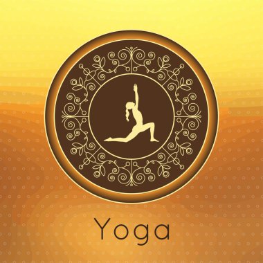 Yoga poster ile çiçek süsleme ve yogi siluet.
