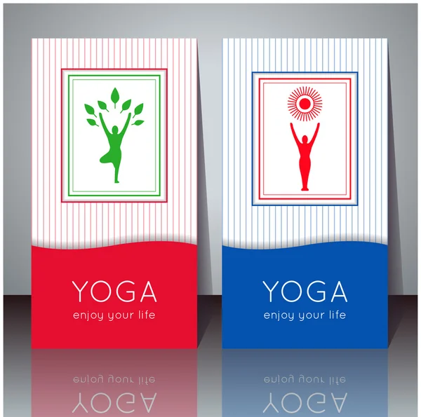 Yoga-Karten mit Text und Yogi-Silhouette. — Stockvektor