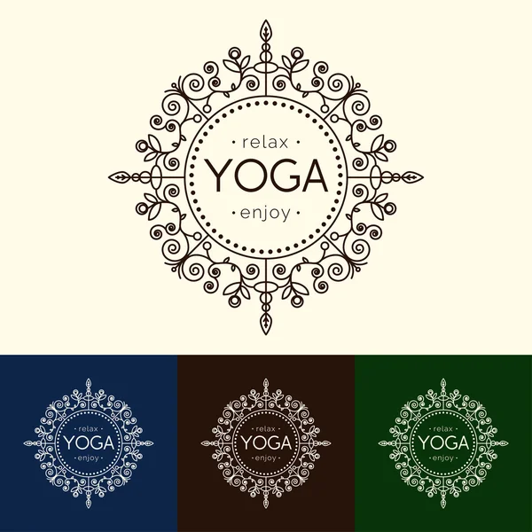 Yoga studio, Spa, güzellik salonları, lüks stil klinikte ayurveda için logo. — Stok Vektör