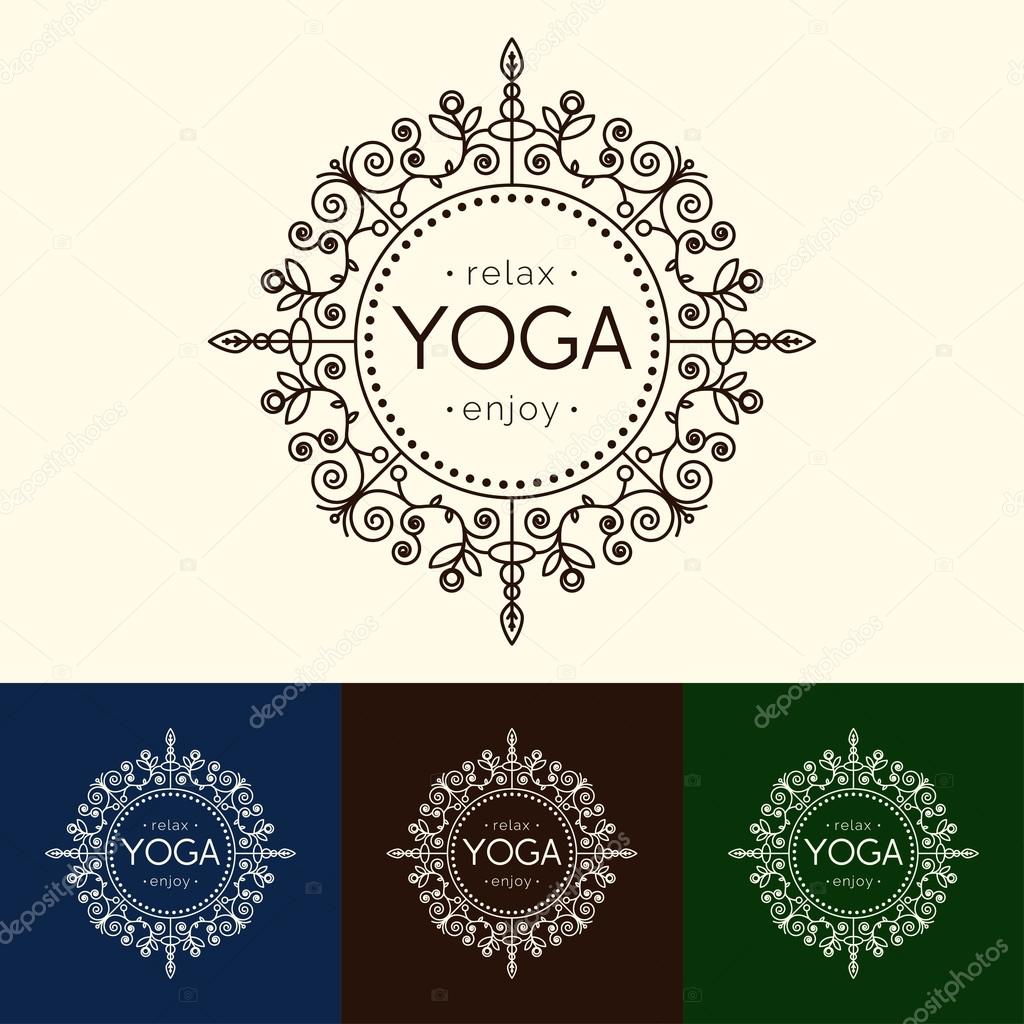 Logotype for yoga studio, SPA, beauty salon, ayurveda clinic in luxury style.