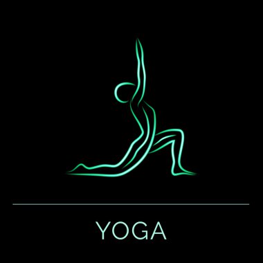 Girl in yoga pose on black background. clipart