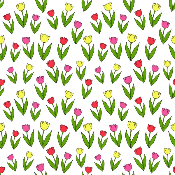 Vektorové bezešvé vzor s tulipány. — Stockový vektor