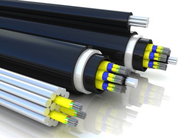 3D render bir optik fiber kablo