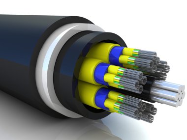 3D render bir optik fiber kablo