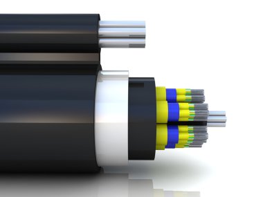3D render bir optik fiber kablo