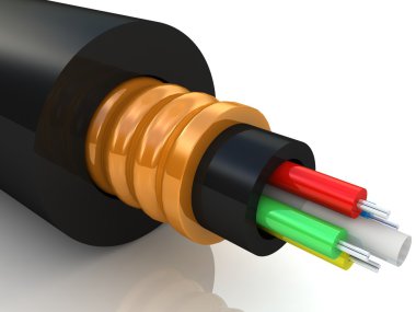 3D render bir optik fiber kablo