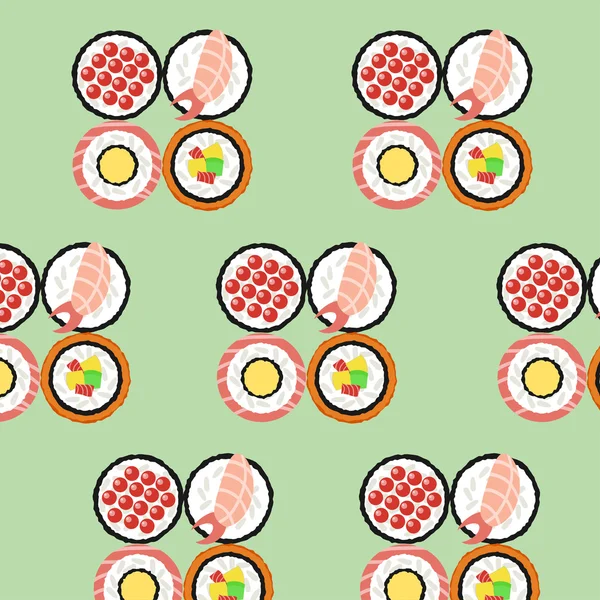 Sushi på grön bakgrund. Vektor illustration — Stock vektor