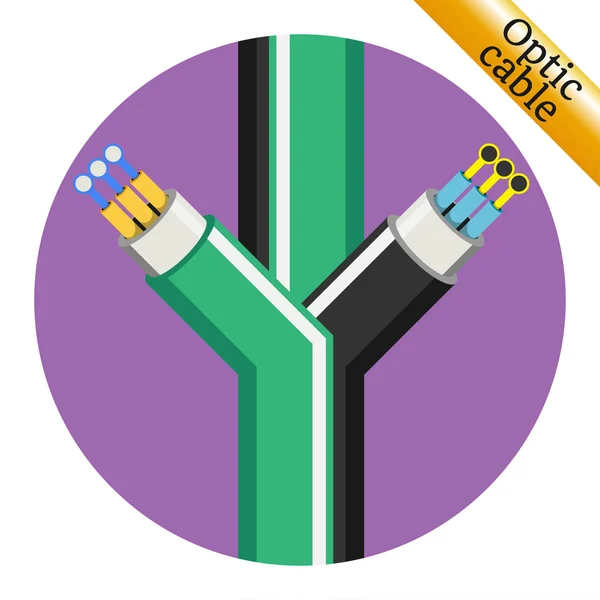 Két optikai kábel ikonok, lila háttér. Vektoros illusztráció — Stock Vector