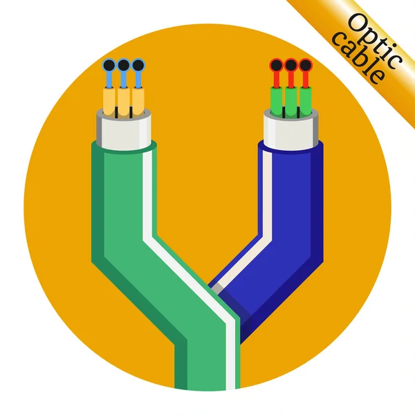 Two optic cable icons on yellow background. Vector illustration — Stock Vector