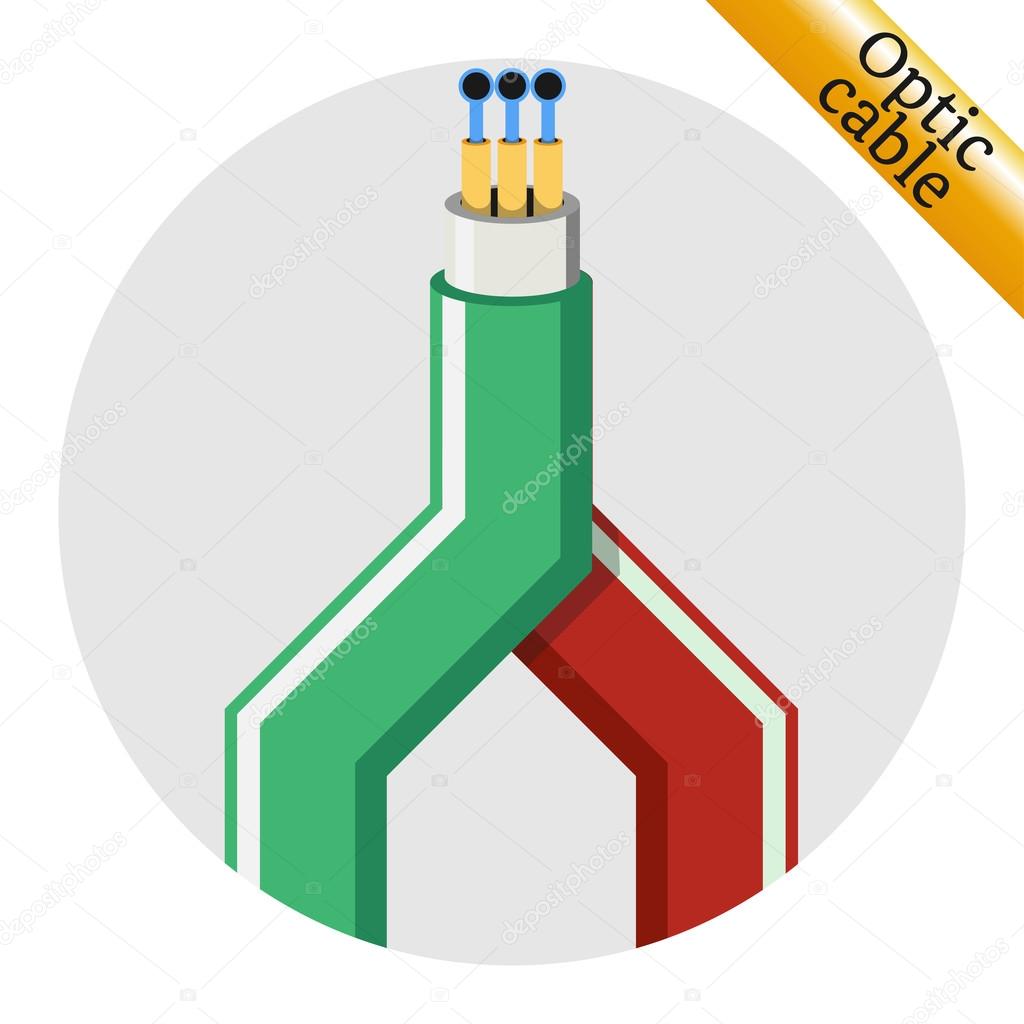 Two optic cable icons on grey background. Vector illustration