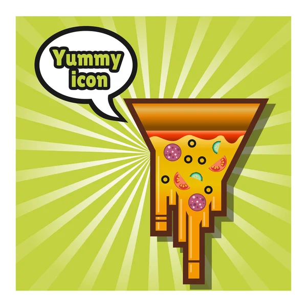 Pizza icon on green background — Stock Vector
