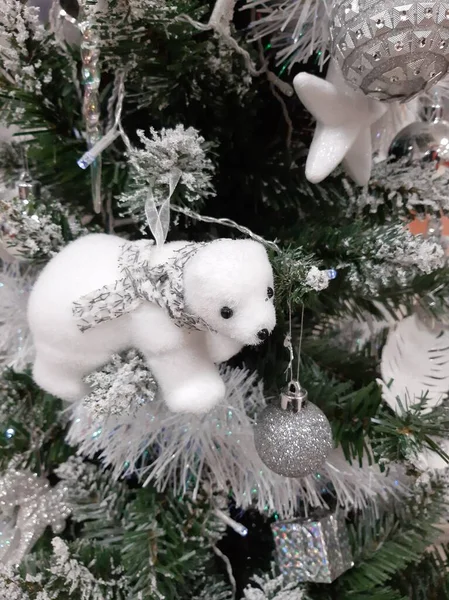 Decorated Christmas Tree Toys Garland — Stock Photo, Image