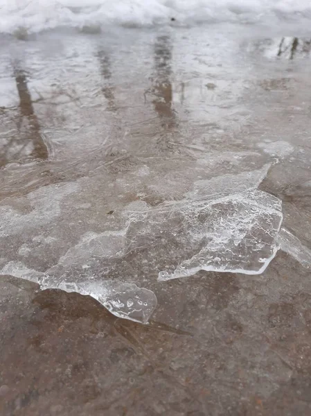 Ein Stück Eis Auf Dem Eis Eisbeschaffenheit — Stockfoto