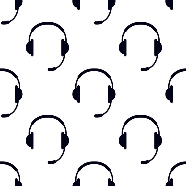 Ακουστικά Διανυσματική Απεικόνιση Ακουστικά Μικρόφωνο Απρόσκοπτη Μοτίβο Φόντο — Διανυσματικό Αρχείο