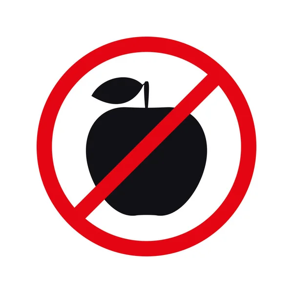 Kein Apple Verbotsschild Symbol Einem Rot Durchgestrichenen Kreis Vektorillustration — Stockvektor