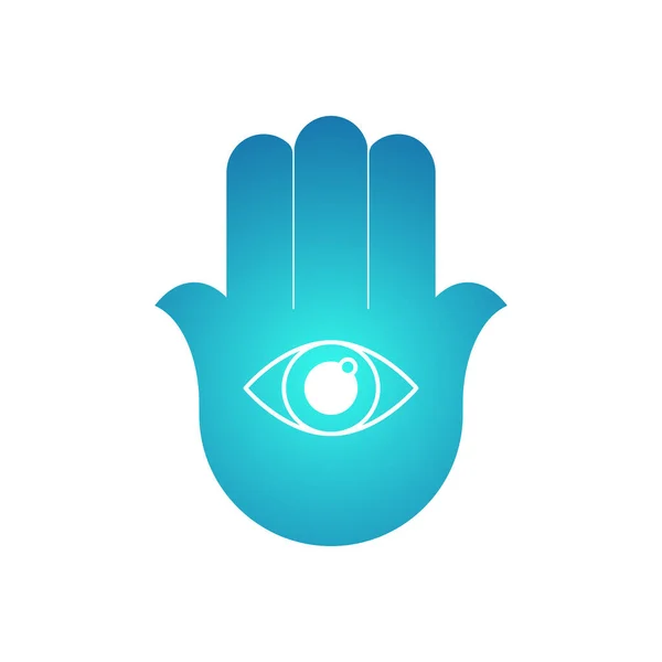 Hamsa Icon Open Hand All Seeing Eye Palm Vector Illustration — Stock Vector