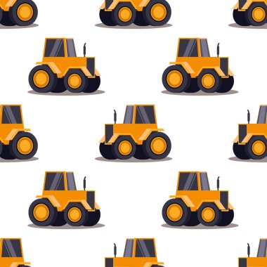 Beyaz arka planda traktörü olan kusursuz bir model. vektör illüstrasyonu.