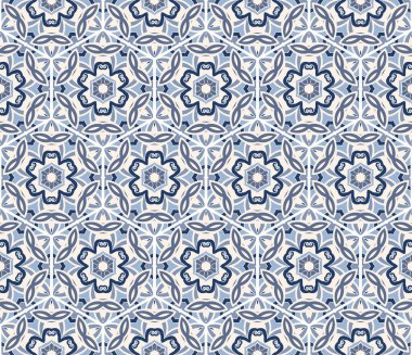 Altıgen şeklinde seramik fayansların dizaynı. Elle çizilmiş, pürüzsüz desen. Vektör renk çizimi. soyut mavi arkaplan, doku.