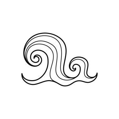 Dalga, beyaz arkaplanda doğrusal bir simge. Vektör çizimi. Su, deniz, okyanus.