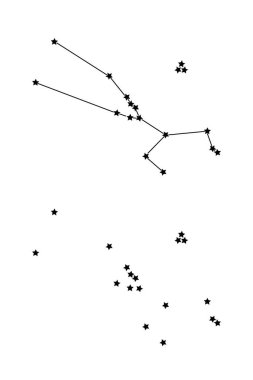 Boğa burcu burcu. Beyaz arka planda siyah tabela. Yıldızlar, uzay, evren. vektör illüstrasyonu.
