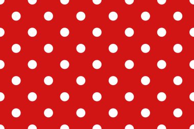 Beyaz benekli kırmızı arkaplan, şirin, pürüzsüz desen. Vektör çizimi. doku.