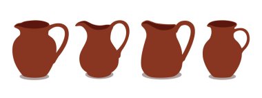 Beyaz arka planda kil kavanozlar. Vektör çizimi. simge koleksiyonu.