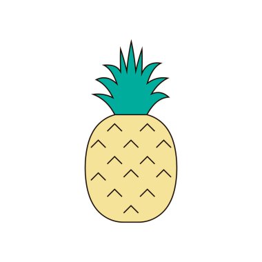 Ananas, doğrusal simge. Vektör çizimi. beyaz arkaplanda bir meyve.