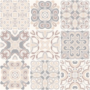 Yamalı, pürüzsüz desen. Portekiz renginde kiremitler azulejos. Soyut arkaplan. Vektör el çizimi resimleme.