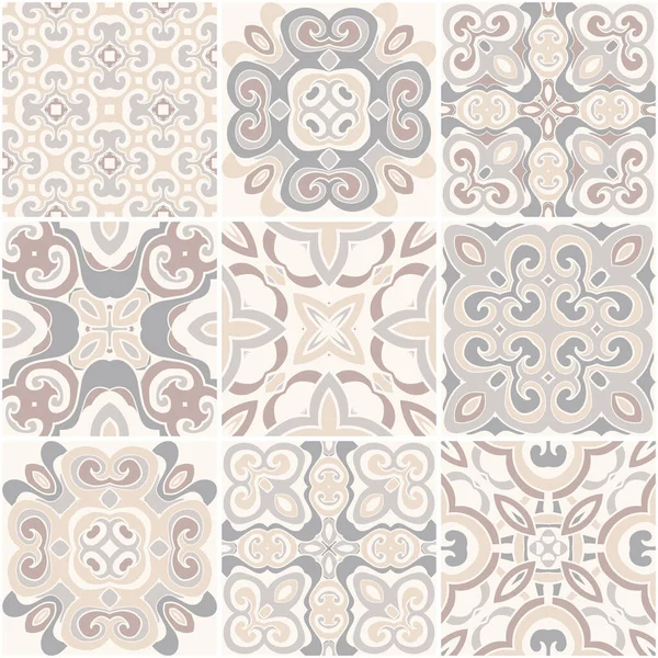 Yamalı, pürüzsüz desen. Portekiz renginde kiremitler azulejos. Soyut arkaplan. Vektör el çizimi resimleme.