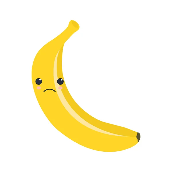 One Sad Banana Isolated White Background Vector Illustration Banana Torn — Stock Vector