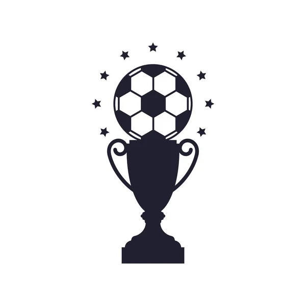 Siegerpokal Fußball Schwarzes Symbol Auf Weißem Hintergrund Vektorillustration — Stockvektor