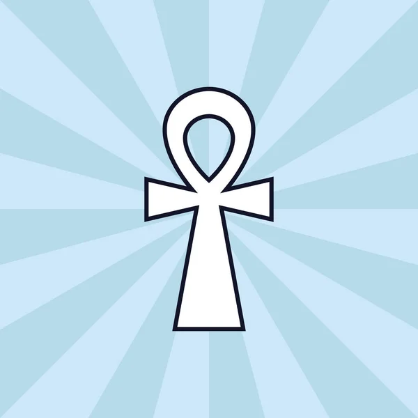 Croix Égyptienne Icône Linéaire Sur Fond Bleu Ancien Symbole Vie — Image vectorielle