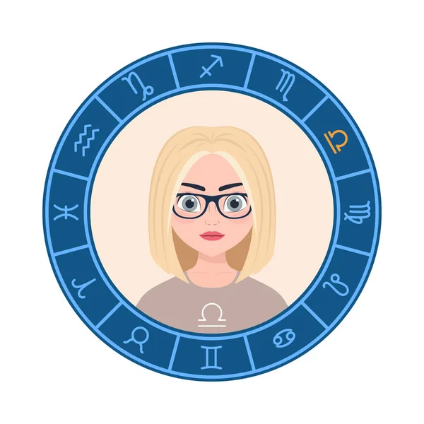 Libra Ilustração Vetorial Bonito Cartoon Menina Como Signo Zodíaco Símbolo — Vetor de Stock