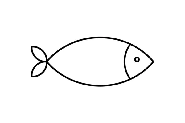 Fish Linear Icon Vector Illustration Black Lines White Background Isolated — Stock Vector