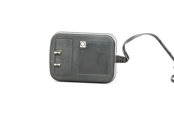 Black power ac till dc-adapter i vit bakgrund — Stockfoto