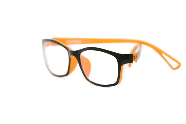 Occhiali arancio-neri su sfondo bianco — Foto Stock